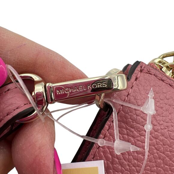 Michael Kors Jet Set Small Pebbled Leather Wristlet Card Coin Case Rose Gold - Picture 9 of 15